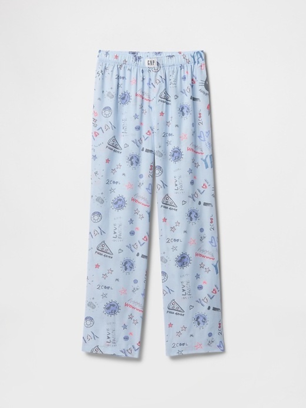 GAP 100% Recycled Poplin PJ Pants Doodle Print Size 8